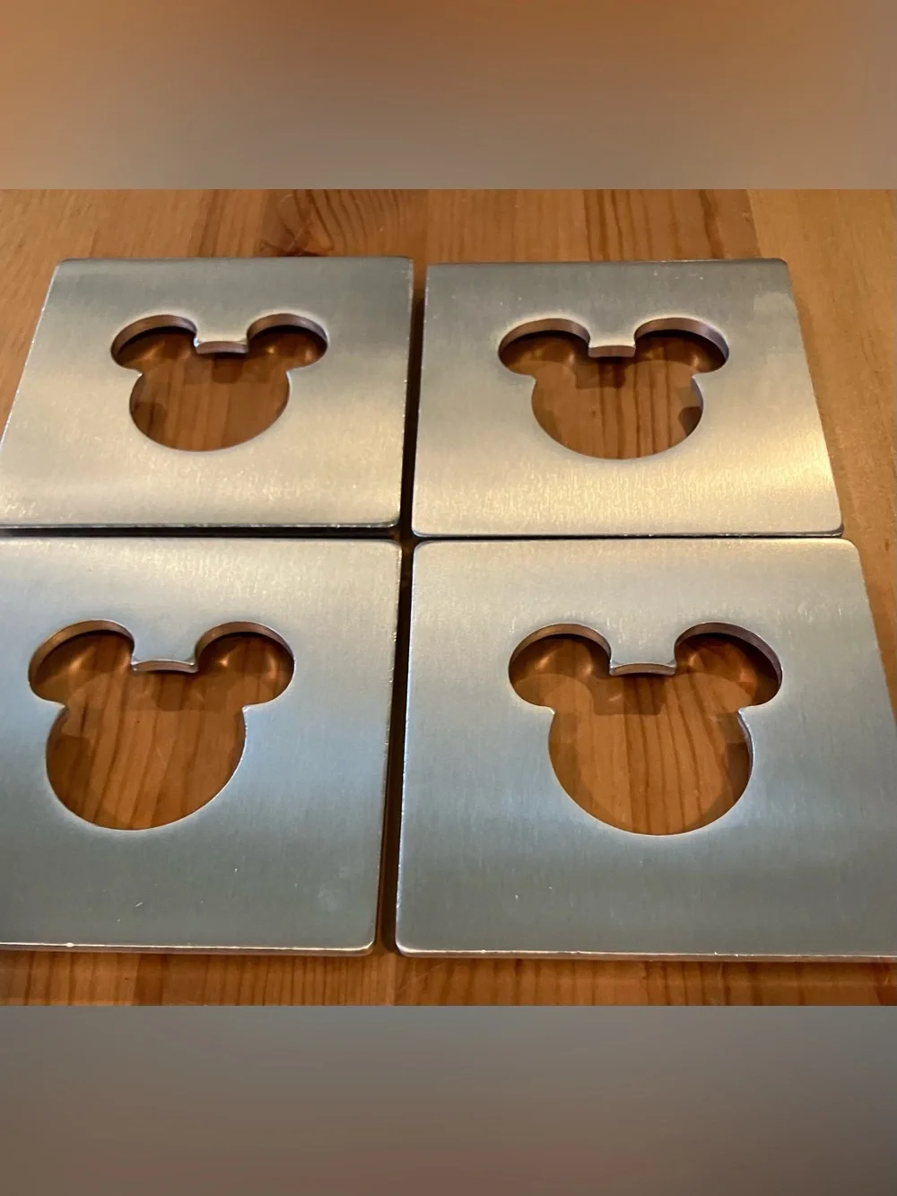 EUC Disney Mickey Silver Metal Coasters- Set of 4